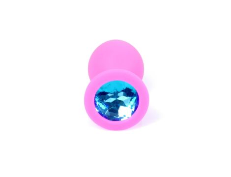 Plug-Jewellery Pink Silicon PLUG Medium- Light Blue Diamond - 2