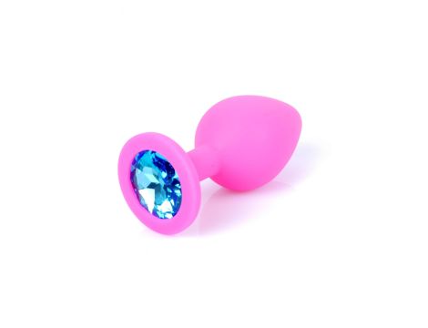 Plug-Jewellery Pink Silicon PLUG Medium- Light Blue Diamond - 7