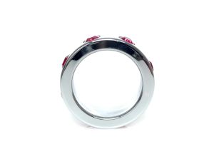 Pierścień-Metal Cock Ring with Pink Diamonds Medium - image 2