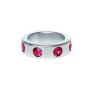 Pierścień-Metal Cock Ring with Pink Diamonds Medium - 5