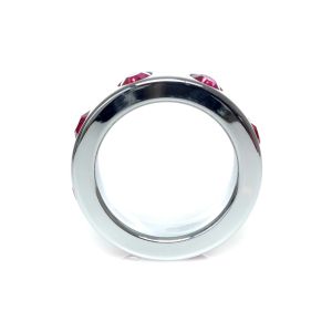 Pierścień-Metal Cock Ring with Pink Diamonds Medium - image 2