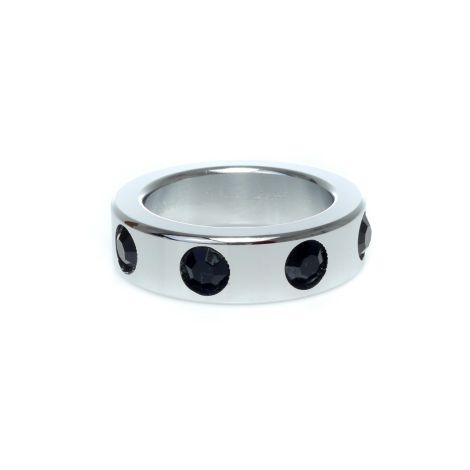 Pierścień-Metal Cock Ring with Black Diamonds Medium - 4