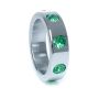 Pierścień-Metal Cock Ring with Green Diamonds Large - 4