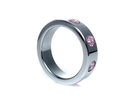 Pierścień-Metal Cock Ring with Rose Diamonds Large