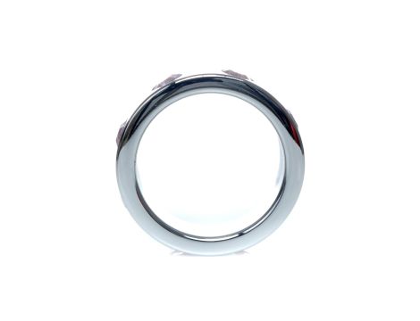 Pierścień-Metal Cock Ring with Rose Diamonds Large - 2