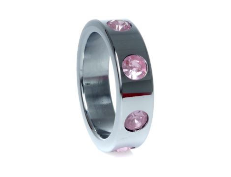 Pierścień-Metal Cock Ring with Rose Diamonds Large - 3