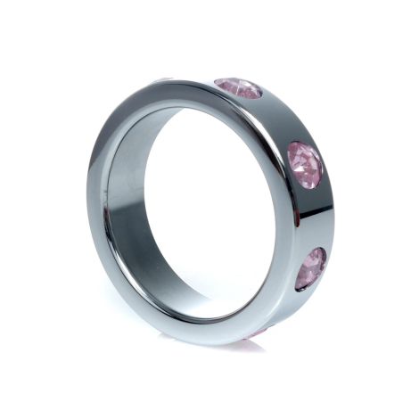 Pierścień-Metal Cock Ring with Rose Diamonds Large