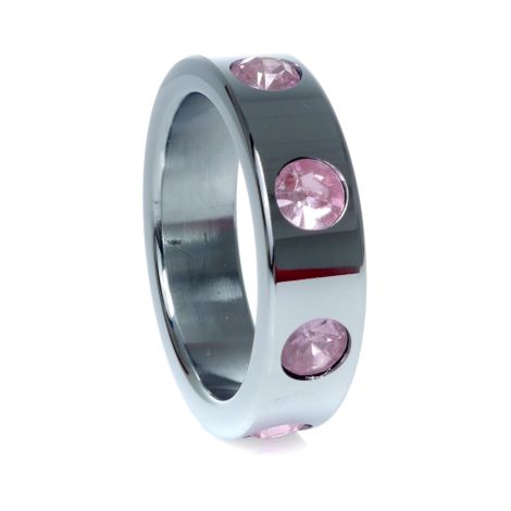 Pierścień-Metal Cock Ring with Rose Diamonds Large - 3