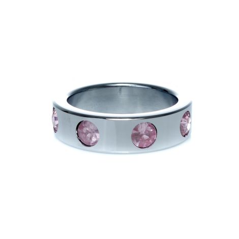 Pierścień-Metal Cock Ring with Rose Diamonds Large - 4