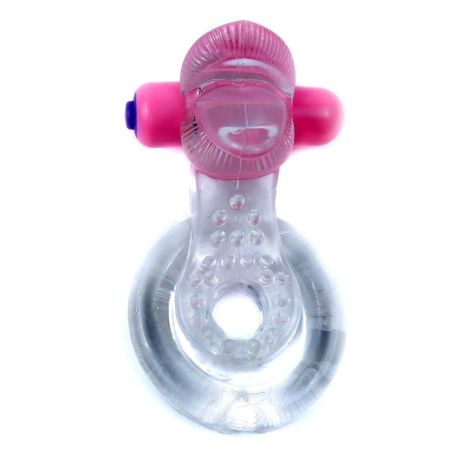 Pierścień-Tongue Vibro CockRing Clear - 8