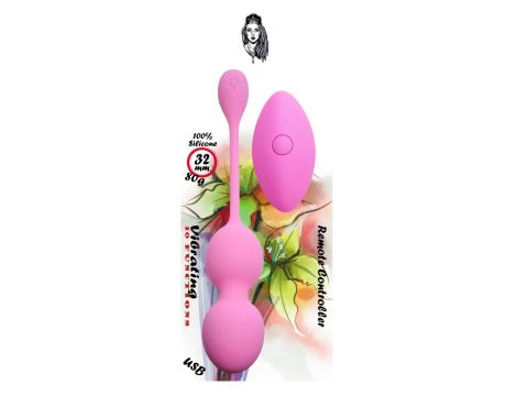 Vibrating Kegel Balls 32mm 80g Pink 10 function USB Remote Control - B - Series - 3