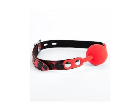 Red Silicone Ball Gag Leopard - 2