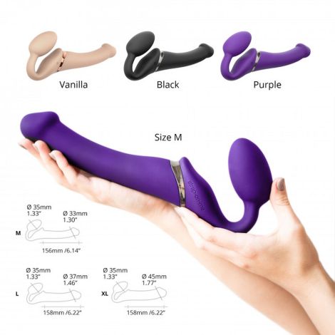 VIBRATING STRAP-ON - M - PURPLE - 9