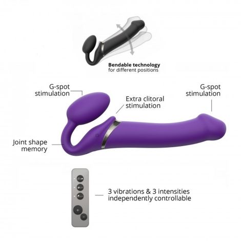 VIBRATING STRAP-ON - L - PURPLE - 5