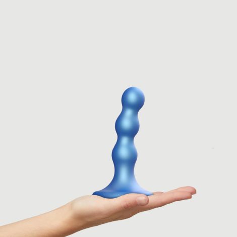 DILDO PLUG BALLS METALLIC BLUE - S - 2