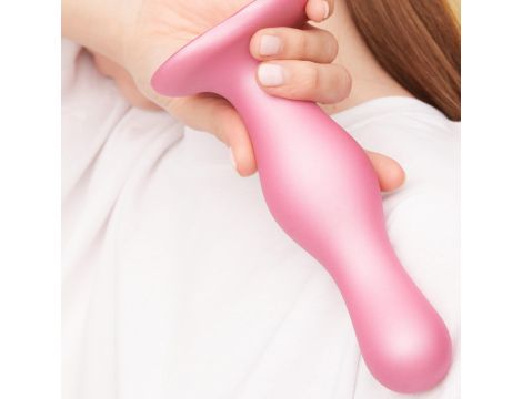 DILDO PLUG CURVY METALLIC SUGAR PINK- S - 3