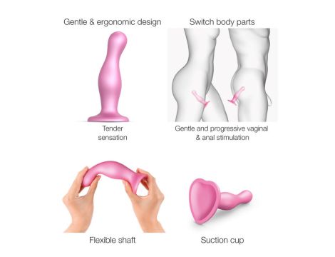 DILDO PLUG CURVY METALLIC SUGAR PINK- S - 5