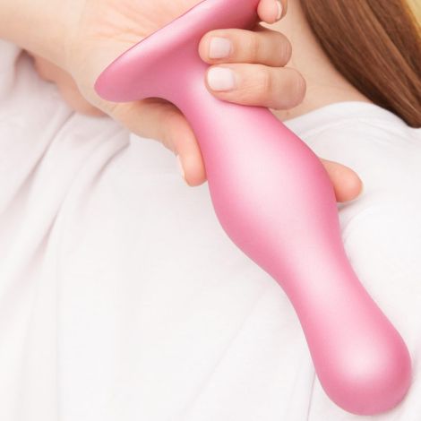 DILDO PLUG CURVY METALLIC SUGAR PINK- S - 3