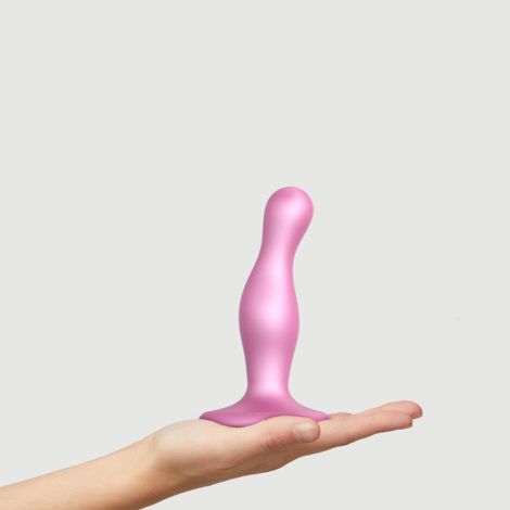 DILDO PLUG CURVY METALLIC SUGAR PINK- S - 6