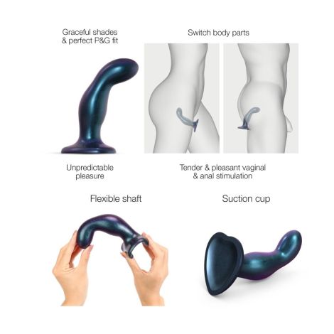 DILDO PLUG SNAKY BLEU METALLIC - M - 3