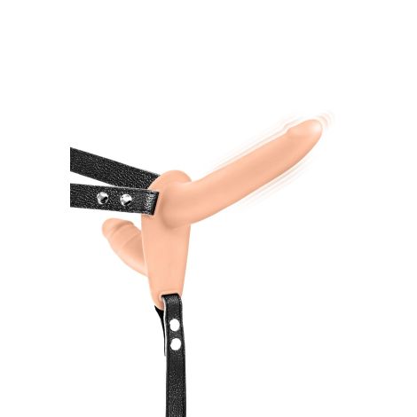 DOUBLE STRAP-ON VIBRATING FLESH STRAP-ON DILDO