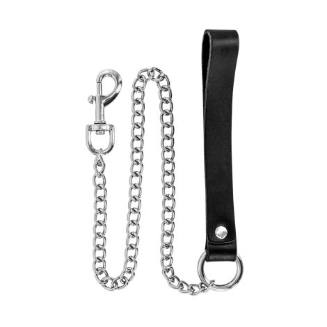 METAL LEASH WITH COW LEATHER WRIST