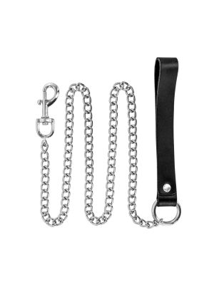 METAL LEASH WITH COW LEATHER WRIST