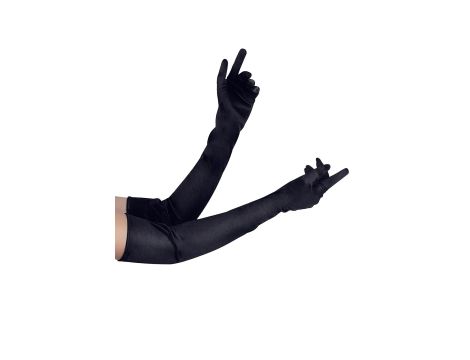 LONG BLACK SATIN GLOVES TU (Size: TU)