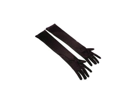 LONG BLACK SATIN GLOVES TU (Size: TU) - 3