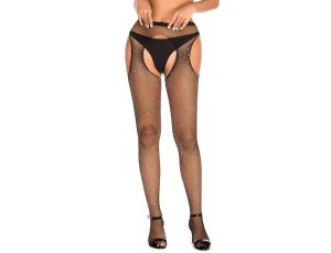 BLACK STRASS OPEN TIGHTS TU (Size: TU)