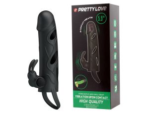 PRETTY LOVE - PENIS SLEEVE WITH BALL STRAP vibration BLACK