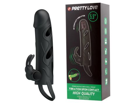 PRETTY LOVE - PENIS SLEEVE WITH BALL STRAP vibration BLACK