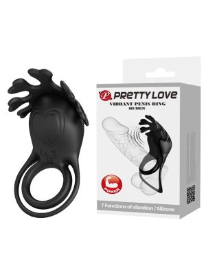 PRETTY LOVE - VIBRANT PENIS RING RUBEN Black, 7 vibration functions