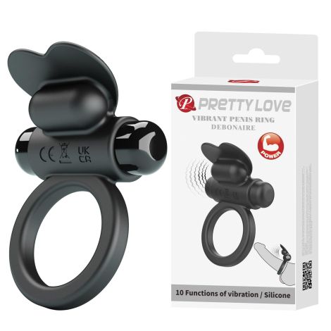 PRETTY LOVE - VIBRANT PENIS RING DEBONAIRE Black, 10 vibration functions - 6