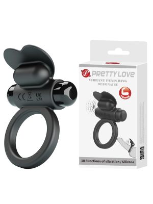 PRETTY LOVE - VIBRANT PENIS RING DEBONAIRE Black, 10 vibration functions