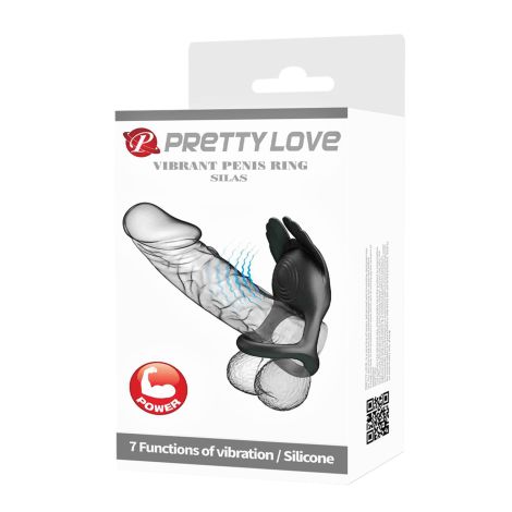 PRETTY LOVE - VIBRANT PENIS RING SILAS Black, 7 vibration functions - 11