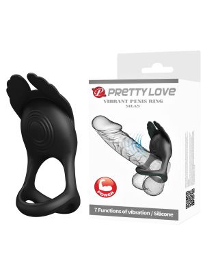 PRETTY LOVE - VIBRANT PENIS RING SILAS Black, 7 vibration functions