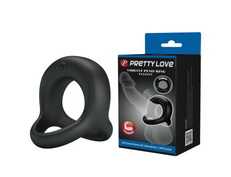 PRETTY LOVE - VIBRANT PENIS RING ELLIOTT Black, 10 vibration functions