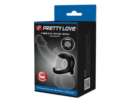 PRETTY LOVE - VIBRANT PENIS RING ELLIOTT Black, 10 vibration functions - 11