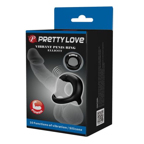 PRETTY LOVE - VIBRANT PENIS RING ELLIOTT Black, 10 vibration functions - 11