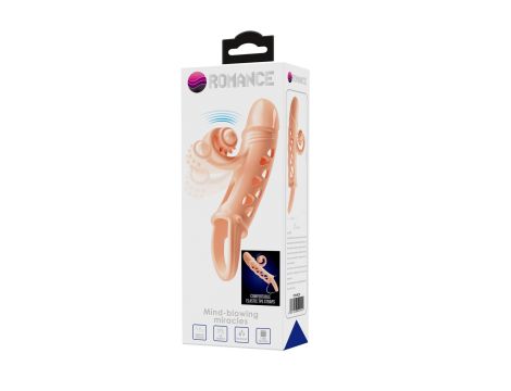 ROMANCE - Penis sleeve,  TPE material,vibration, battery LR41*3, Flesh - 4