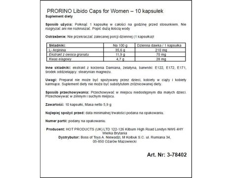 Supl.diety-PRORINO Women- 10pcs black line Libido Caps - 2