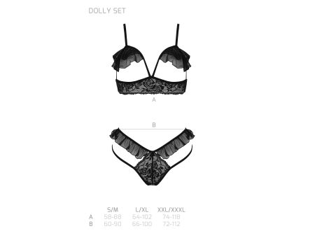 DOLLY SET WITH OPEN BRA black S/M - Passion - 5