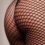 Bodystocking with fishnet structure, open crotch and turtle neck. - 9