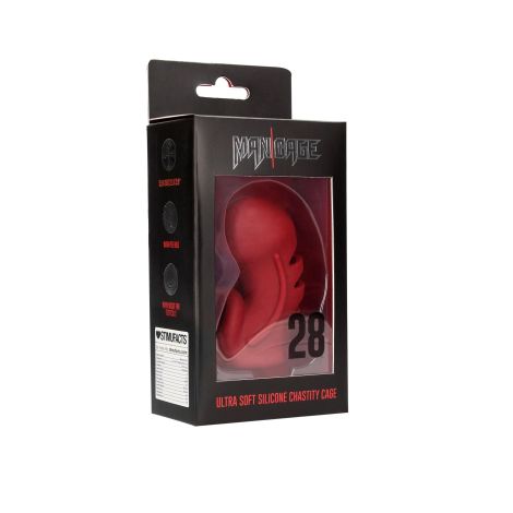 Model 28 - Ultra Soft Silicone Chastity Cage - Red - 7