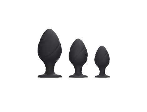 Swirled Butt Plug Set - Black