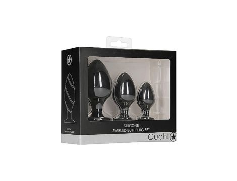 Swirled Butt Plug Set - Black - 2