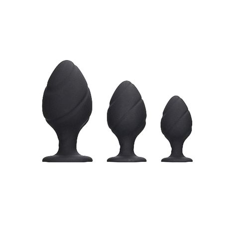 Swirled Butt Plug Set - Black