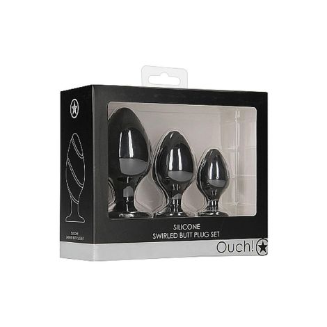 Swirled Butt Plug Set - Black - 2