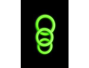 3 pcs Cock Ring Set - Glow in the Dark - Neon Green - image 2